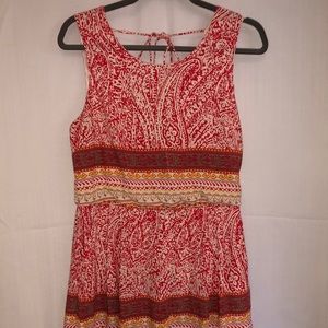 Red Aztec-patterned Romper
